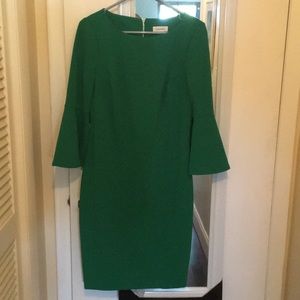 Calvin Klein Emerald Green Bell-Sleeve Sheath Dress